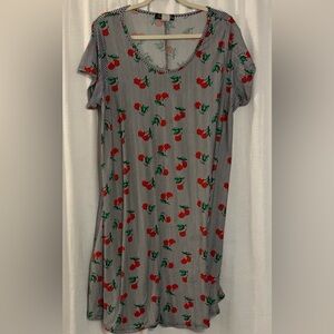 Black and White Cherry Print Women's Dress